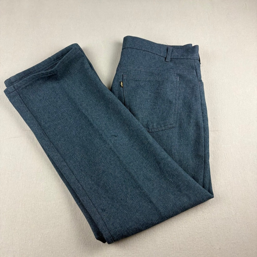Vintage Levis Panatela Action Slacks Mens 38x30 Blue Dacron Polyester Boot Cut - Picture 4 of 4